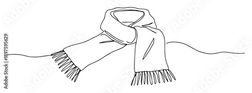 winter scarf line art fashion illustration