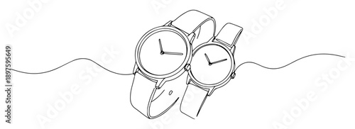 wristwatches pair line art drawing