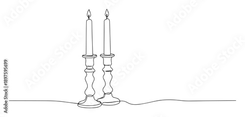 candles romantic decor line art drawing