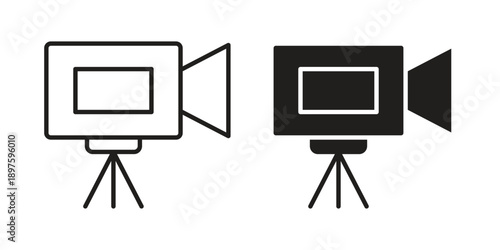 TV camera icon outline vector set. icon vector isolated on white background. EPS 10