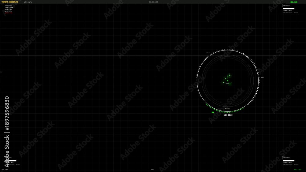 custom made wallpaper toronto digitalHud interface animation with grid layout showing moving elements during night simulation