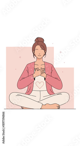 Calm Woman Practicing Self-Love and Mindfulness Meditation