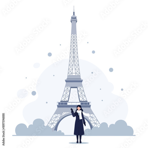 Charming Parisian Vacation Scene Featuring Iconic Eiffel Tower Landmark