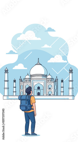 Captivating Tourist Admiring Iconic Mughal Architecture Wonder Adventure