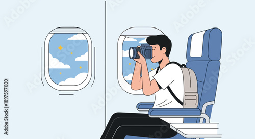 Capturing Aerial Views From Airplane Window Seat During Flight