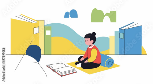 Child Enjoys Reading In A Serene Environment With Books Around