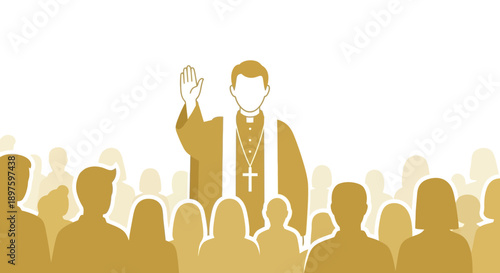 Clergy Member Addressing A Congregation Silhouette Crowd