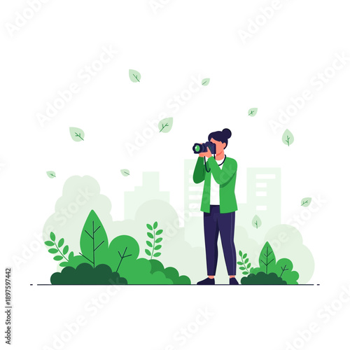 Capturing Nature's Serenity With A Modern Camera In A Lush Urban Oasis