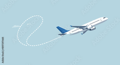 Commercial Airliner Ascending Through A Serene Sky