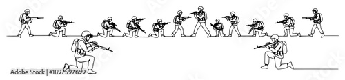Photos soldiers advancing in open field – outline infantry maneuver graphic