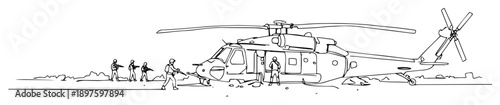 soldiers loading wounded onto helicopter – outline medevac operation