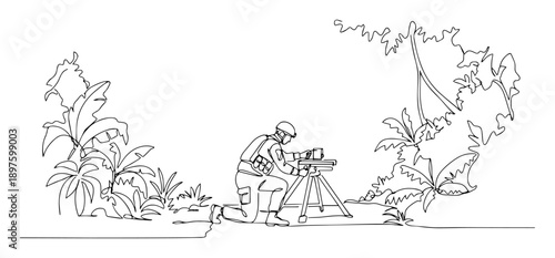 military reconnaissance with optical device line vector