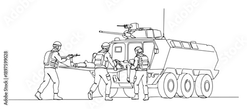 military medevac team loading wounded soldier vector