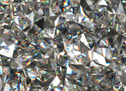 Crystals Texture with Prism Spectrum Caustic Reflection Close Up Background 3D rendering	
