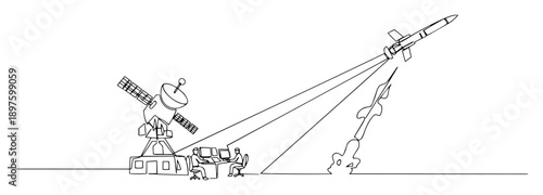 anti missile defense radar system vector line art