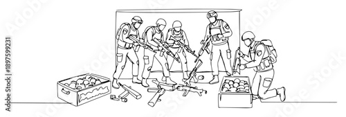 weapon distribution in military supply room vector
