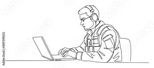 intelligence officer analyzing data on laptop