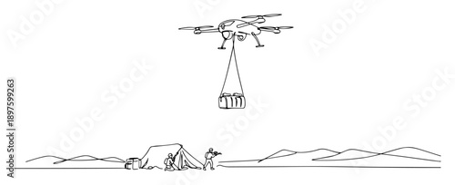 drone delivering cargo to remote outpost oneline