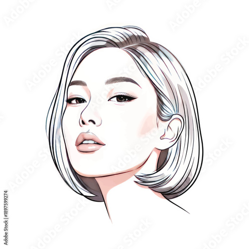 Stylized portrait of a woman with short hair and soft shading.