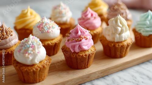 Mini cupcakes with buttercream frosting 
