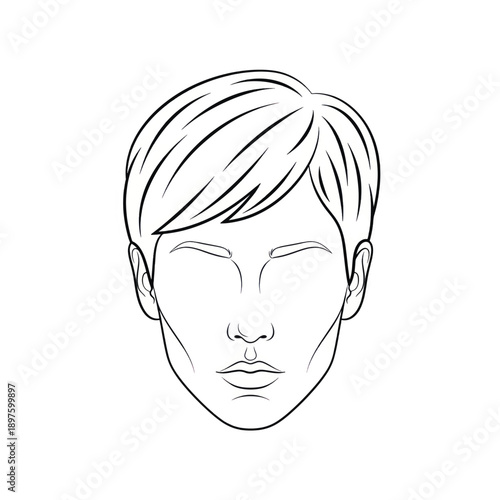 Minimal line drawing of a neutral androgynous face portrait.