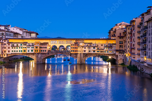 Ponte Vecchio Bridge in Florence at Night, Italy