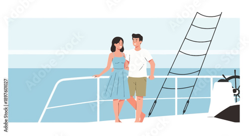 Couple Enjoys Serene Voyage Aboard Sailing Vessel