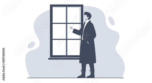 Contemplative Figure Gazing Out A Modern Window