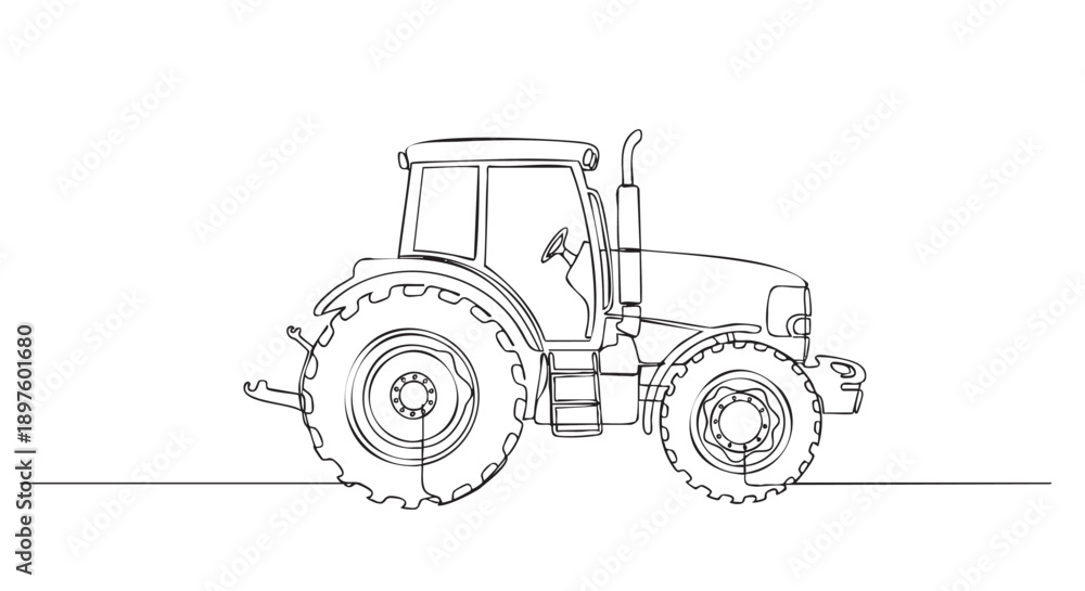 Obraz premium Side view illustration of a small construction tractor isolated