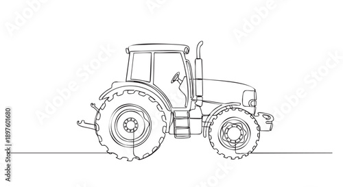 Side view illustration of a small construction tractor isolated