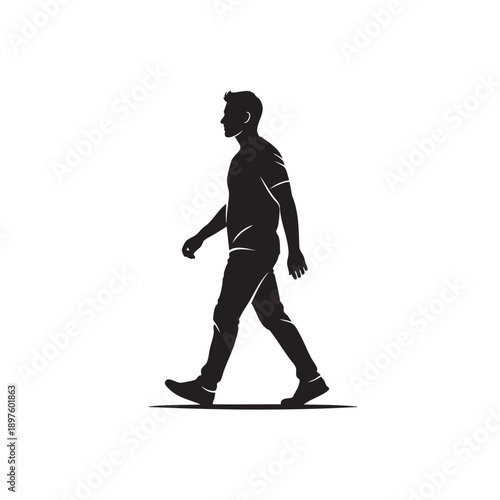 Silhouette of person walking on a balance beam isolated on transparent background