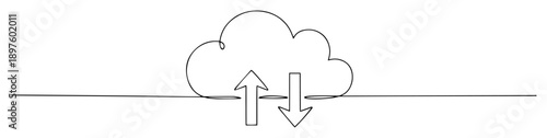 cloud with up and down arrows in minimalist data concept