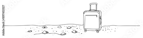 suitcase on sandy beach as vacation travel concept