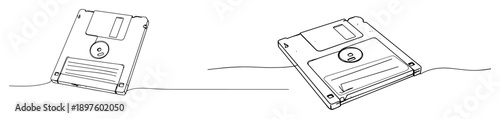 floppy disks as symbol of old data storage in line style