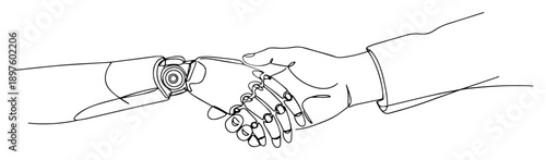 robot and human handshake as ai cooperation symbol