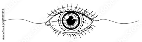 cybernetic eye with digital interface in futuristic style