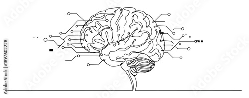 brain with neural circuits as symbol of ai technology