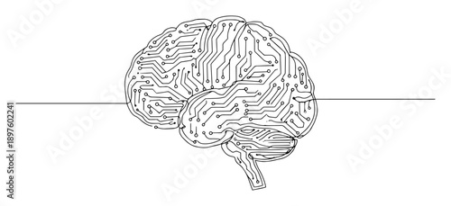 digital brain made of circuits in artificial intelligence style