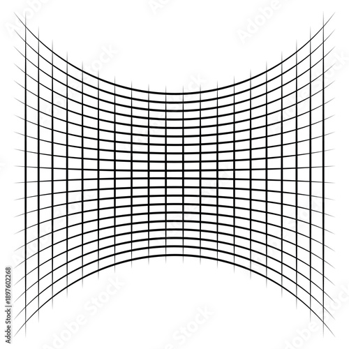 Curved grid lines creating depth illusion and three dimensional perspective