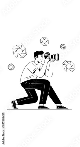 Creative Photographer Capturing Unique Moments With Professional Camera Equipment