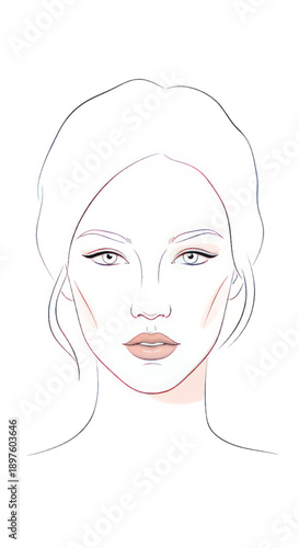 Minimal Lineart Portrait Illustration of a Woman with Soft Features and Elegant Expression.