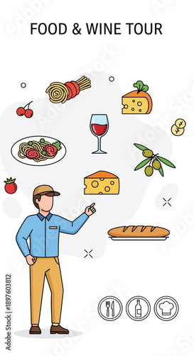 Culinary Adventure Guide Featuring Iconic Food and Drink Elements