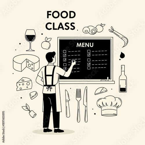 Culinary Education Cooking Class Blackboard Menu Preparation Experience