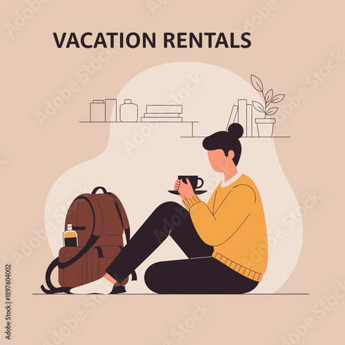 Cozy Vacation Rental Retreat Enjoying A Warm Drink