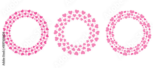 Pink heart shape circle frames collection