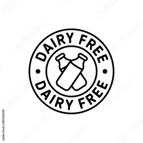 Dairy free logo with crossed milk bottles in circle  no dairy products