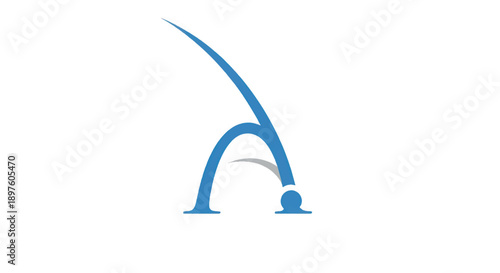 Blue abstract arch and curved line logo design with graceful arc motif and modern minimal aesthetics.
