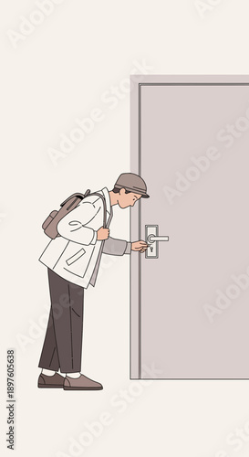 Curious Person Peeking Through Doorway Into Unseen Space