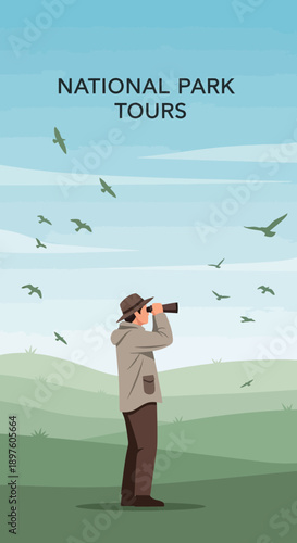 Discover Wildlife Adventures Through Binoculars In Scenic National Park Vistas