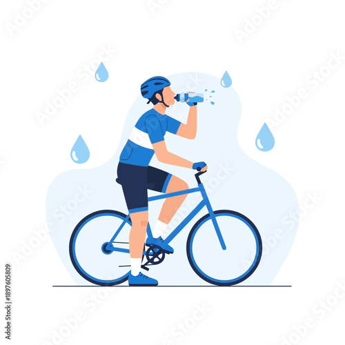 Cyclist Hydrating Mid-Ride Refreshment Bicycle Activity